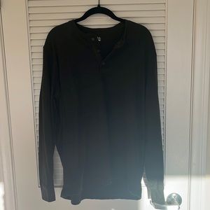 Men’s Large Croft & Barrow dark green quarter button long sleeve henley shirt